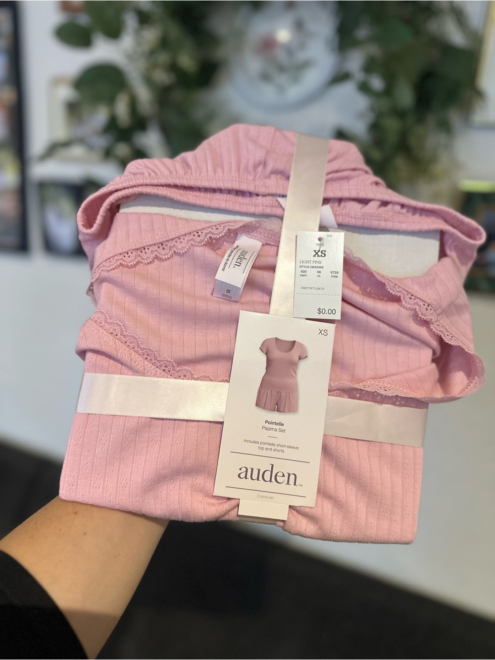 Auden Women's Light Pink Ribbed Short Pajama Set